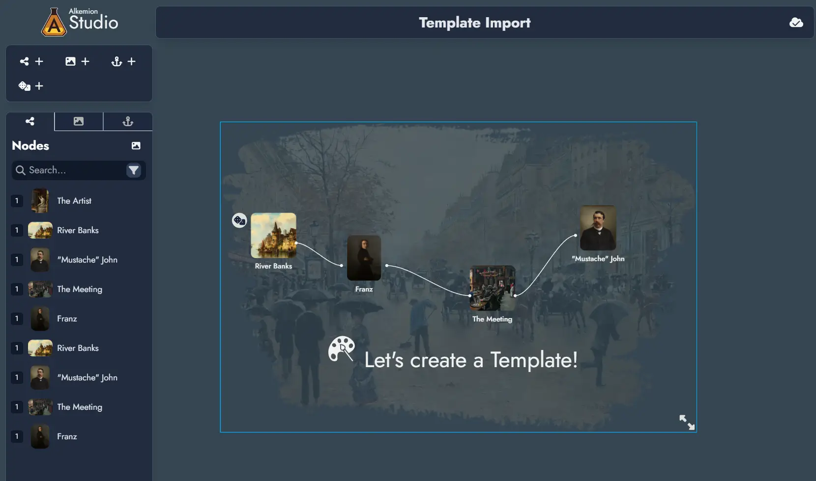 Screenshot of an imported Template