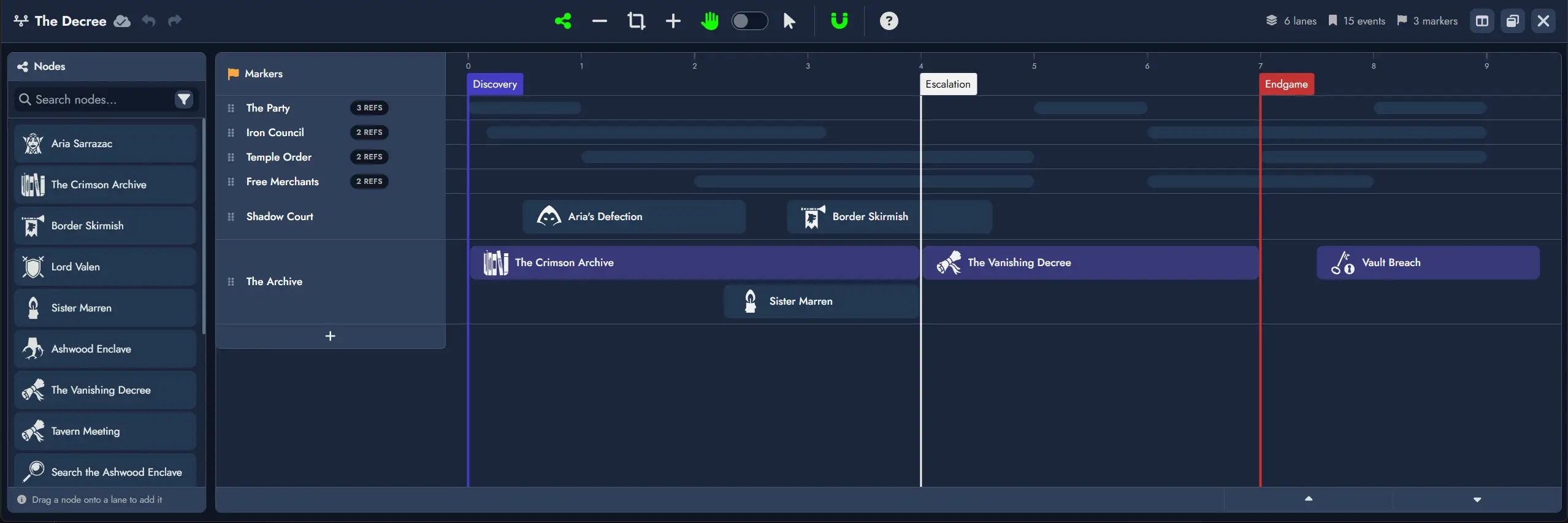 Screenshot of Timeline Lanes with collapsed and expanded states