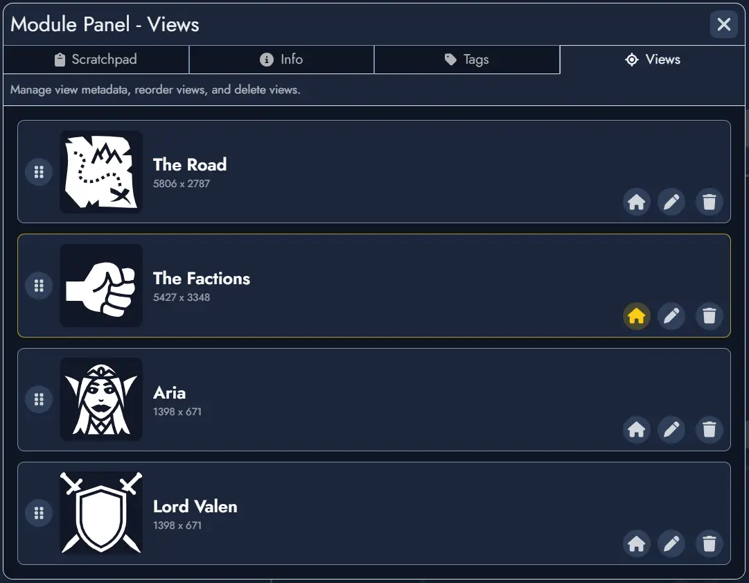 Screenshot of the Board's views